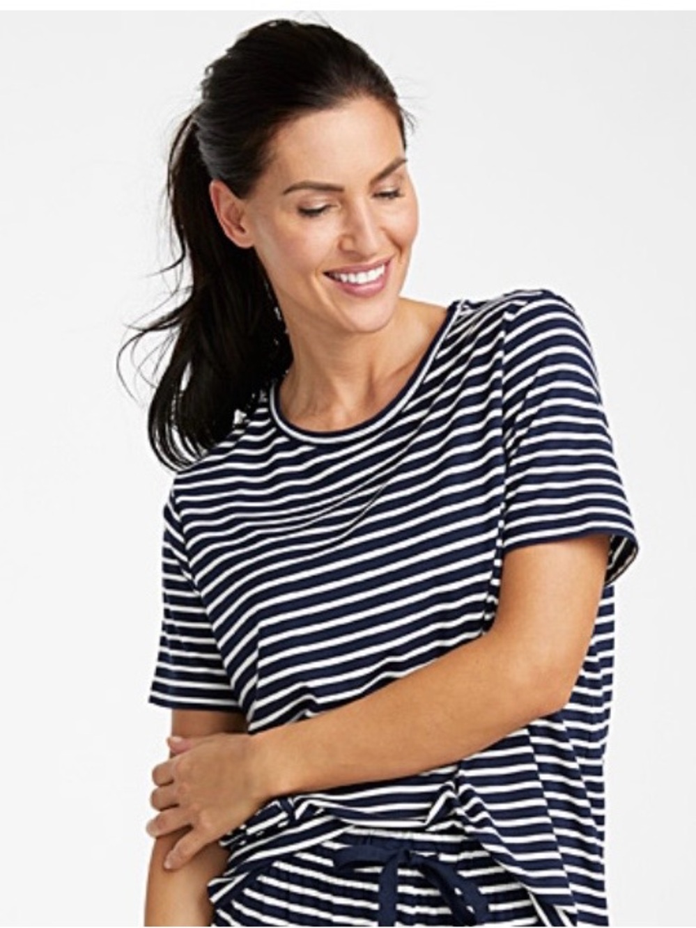 3/$30 - SIMONS MIIYU Navy and White Striped Women's Tee